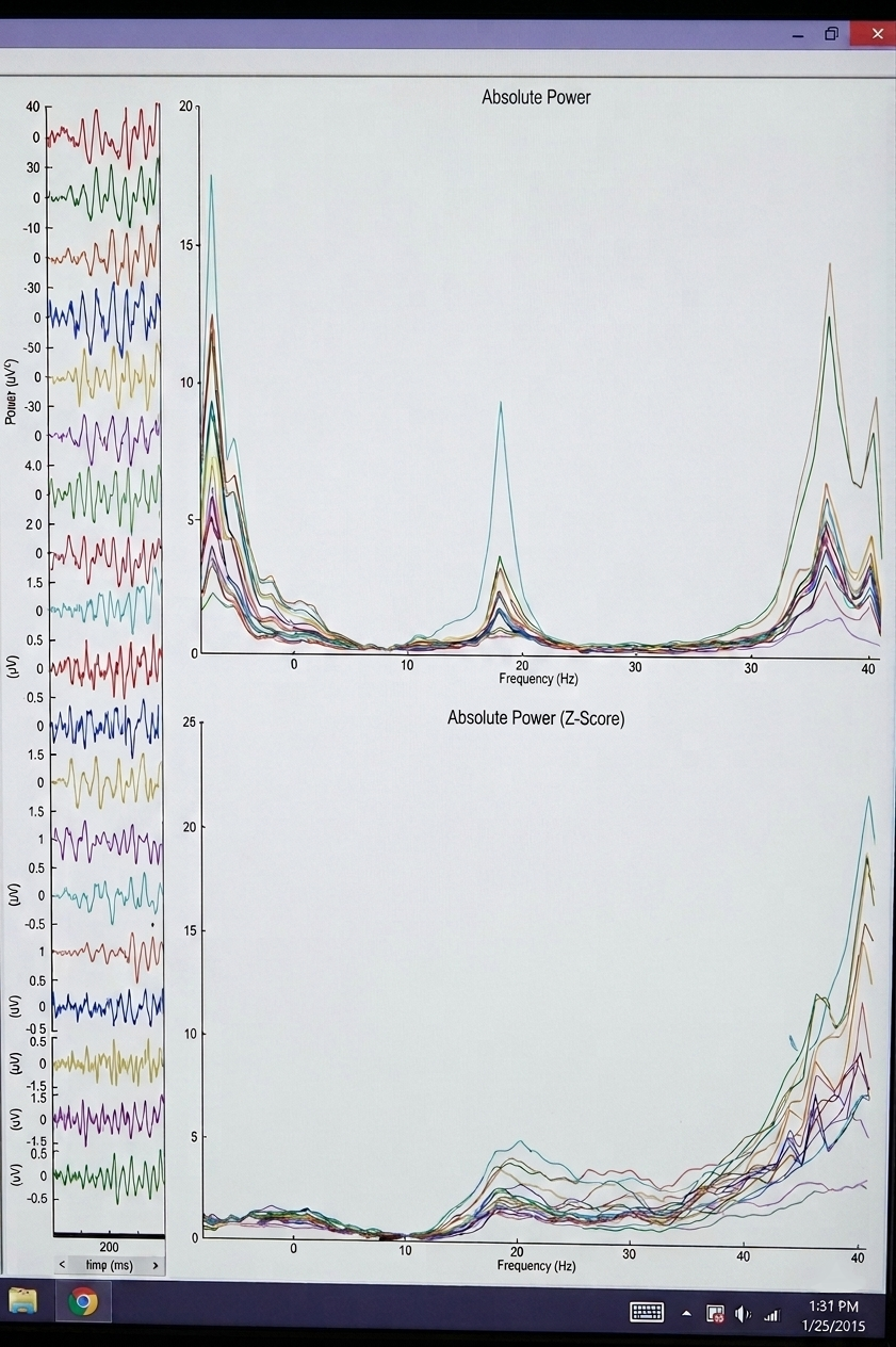 Meditative State A — z-score and frequency graph